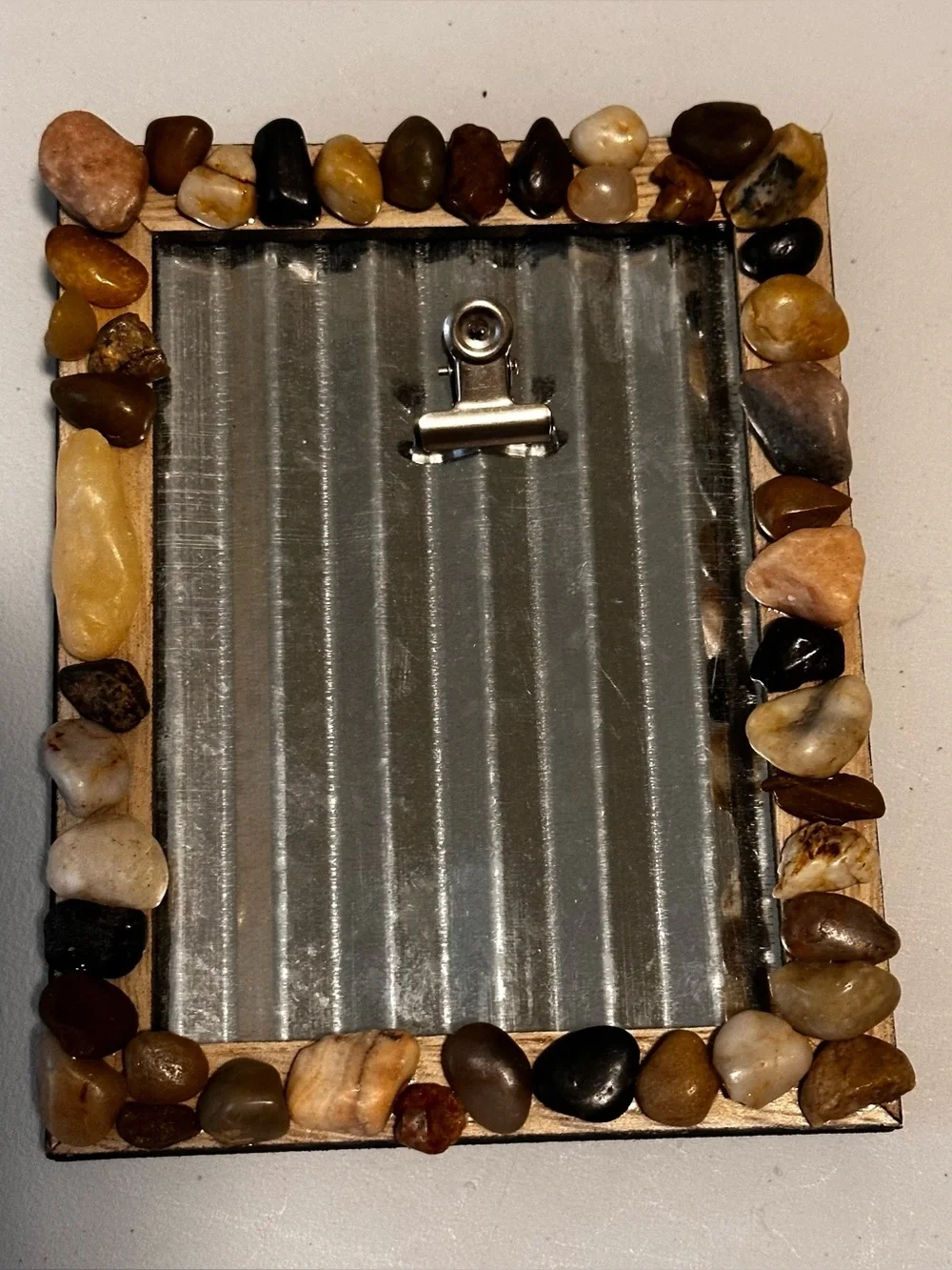 Hand Crafted Brown and Tan Pebble Accent Picture Frame